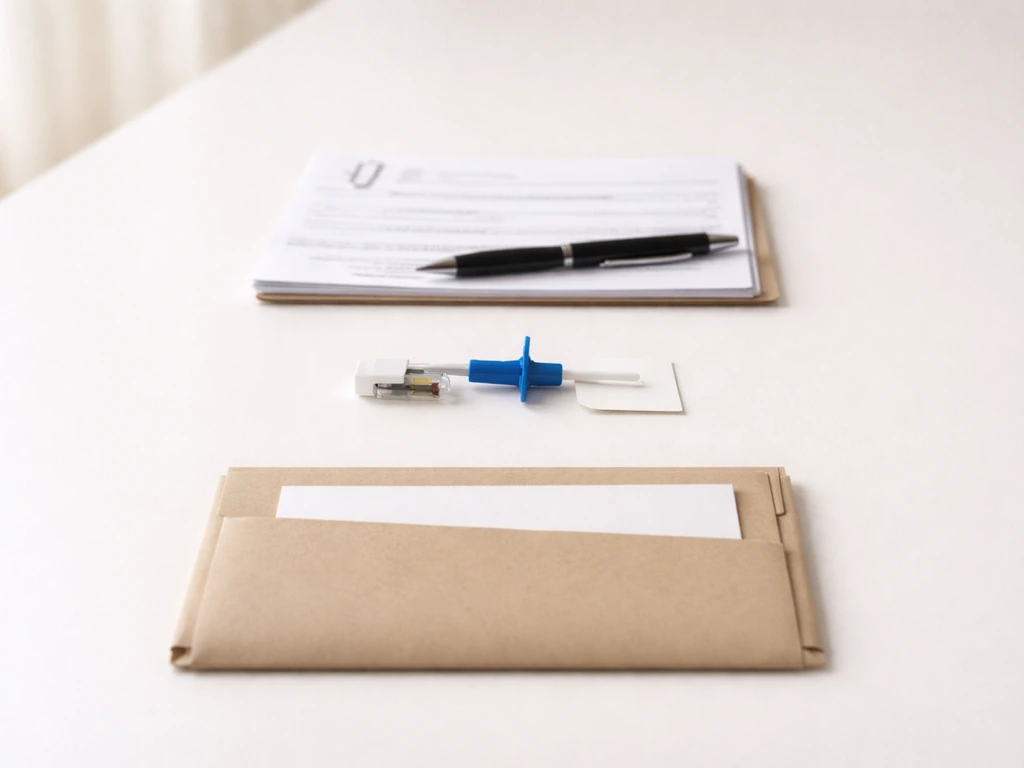Three stacked bird registration items: adoption papers, microchip tag, and club registry folder.
